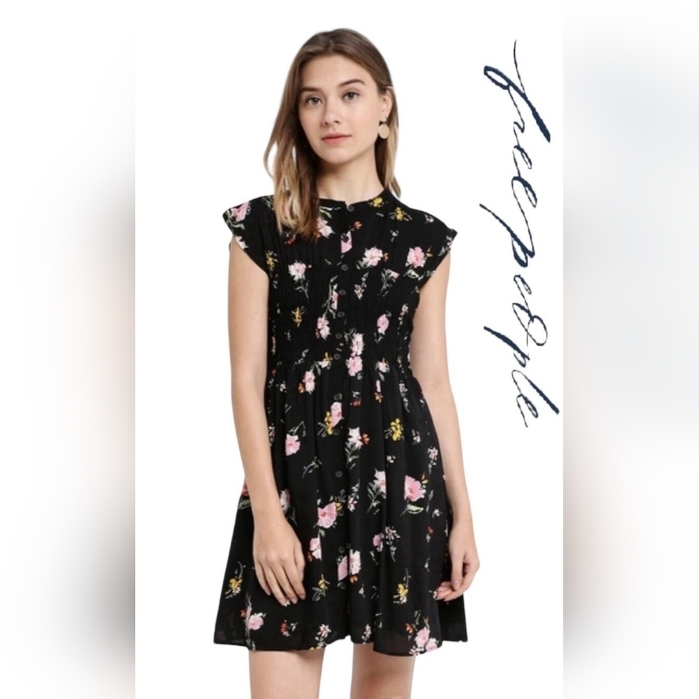 Free People Black Floral Midi Dress